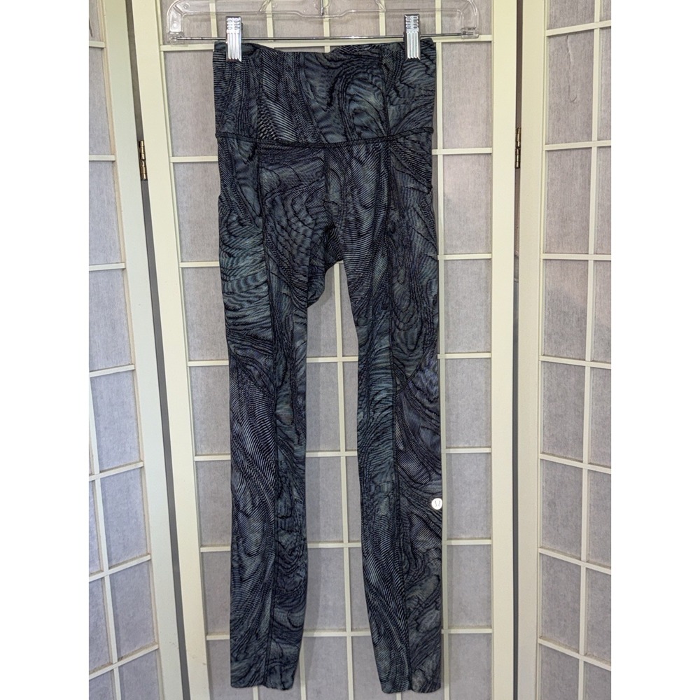 Lululemon Blue Fast & Free High-Rise Yoga Athletic Gym Tight Leggings Size 0